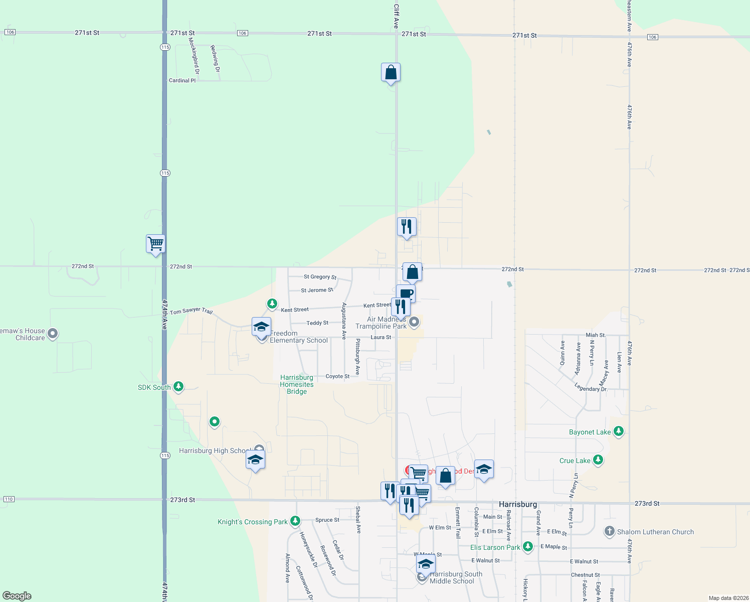map of restaurants, bars, coffee shops, grocery stores, and more near 410 Kent Street in Harrisburg