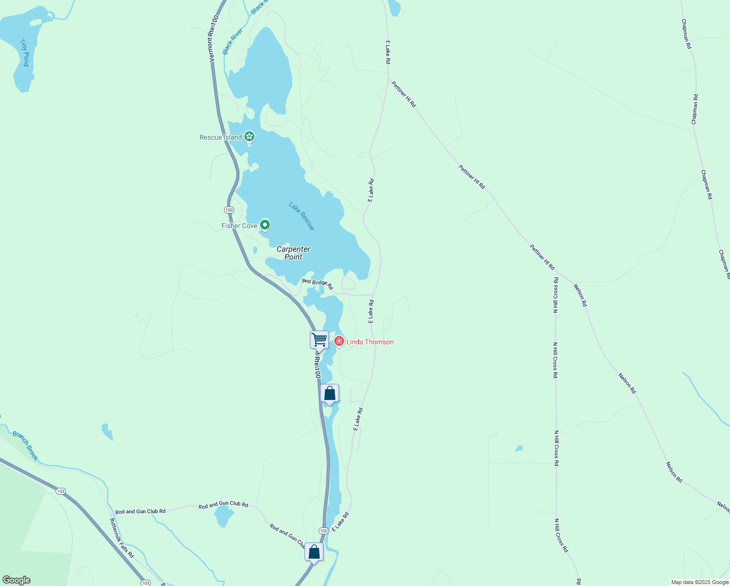 map of restaurants, bars, coffee shops, grocery stores, and more near 217 Red Bridge Road in Windsor County