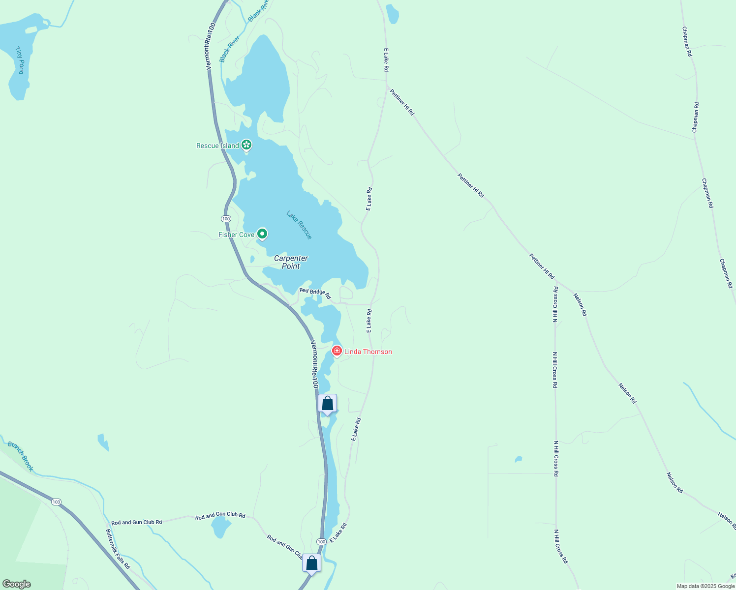 map of restaurants, bars, coffee shops, grocery stores, and more near 217 Red Bridge Road in Windsor County