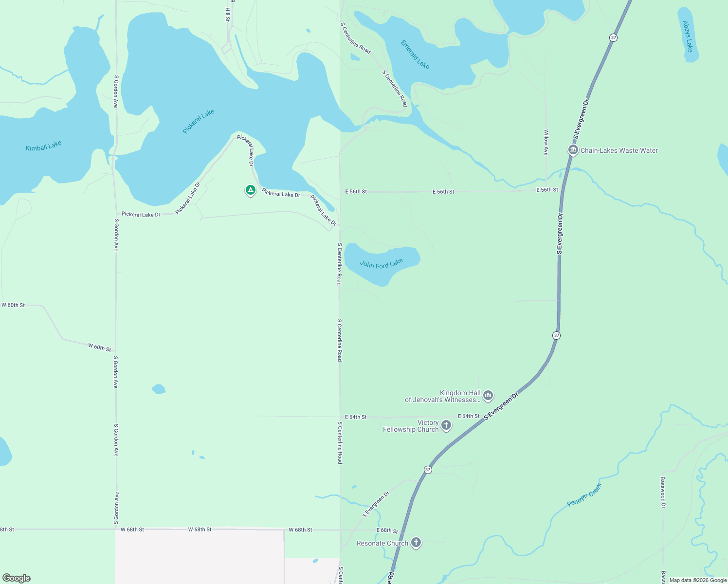 map of restaurants, bars, coffee shops, grocery stores, and more near 92 Centerline Ct in Newaygo