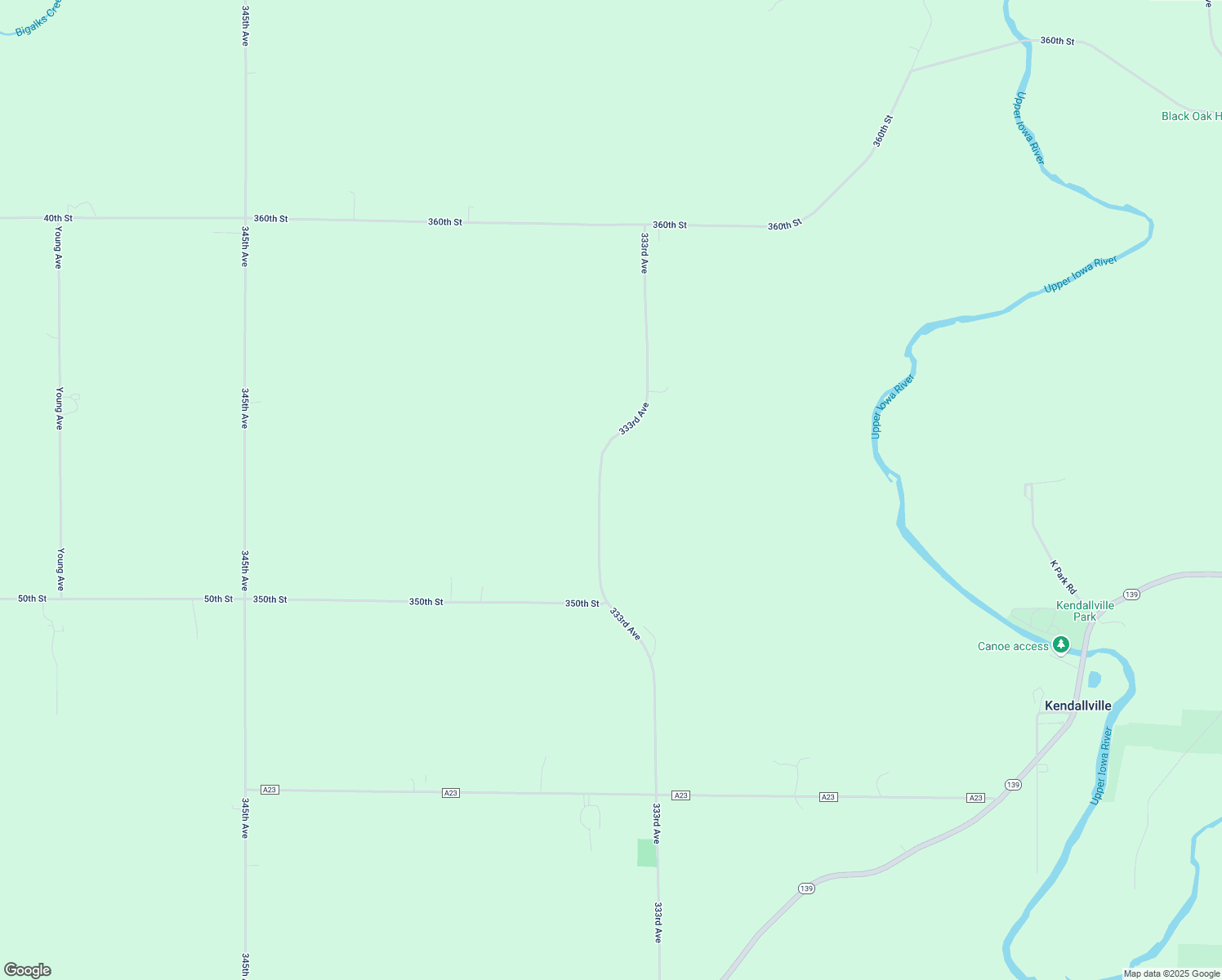 map of restaurants, bars, coffee shops, grocery stores, and more near 3530 333rd Avenue in Cresco