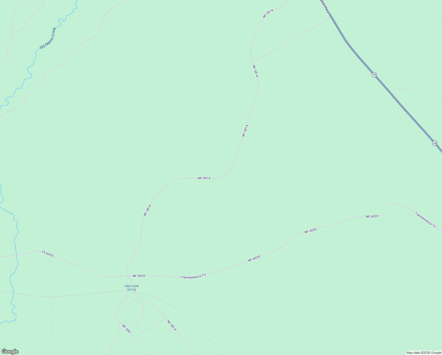 map of restaurants, bars, coffee shops, grocery stores, and more near National Forest Development Road 5814 in Klamath County