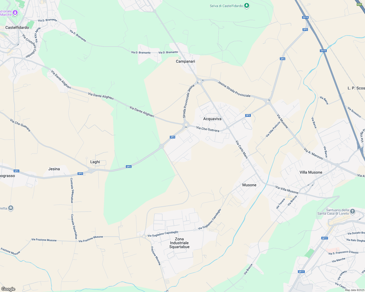 map of restaurants, bars, coffee shops, grocery stores, and more near 12 Via Enzo Ferrari in Castelfidardo