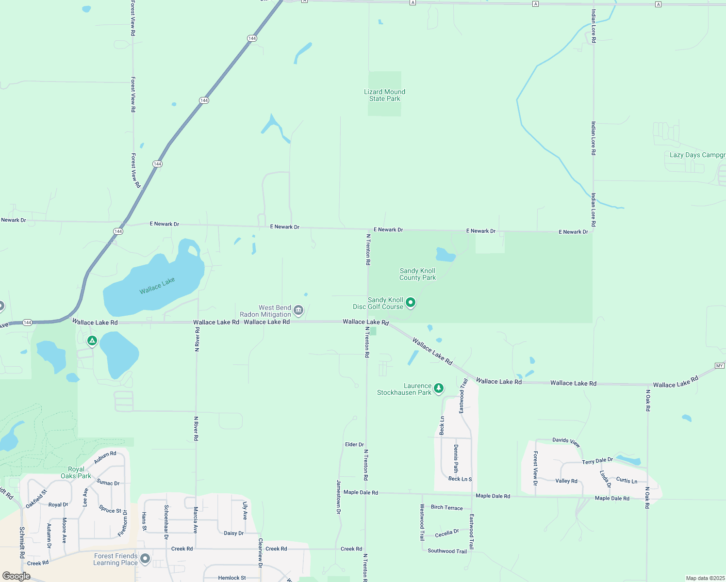 map of restaurants, bars, coffee shops, grocery stores, and more near 7209 North Trenton Road in West Bend