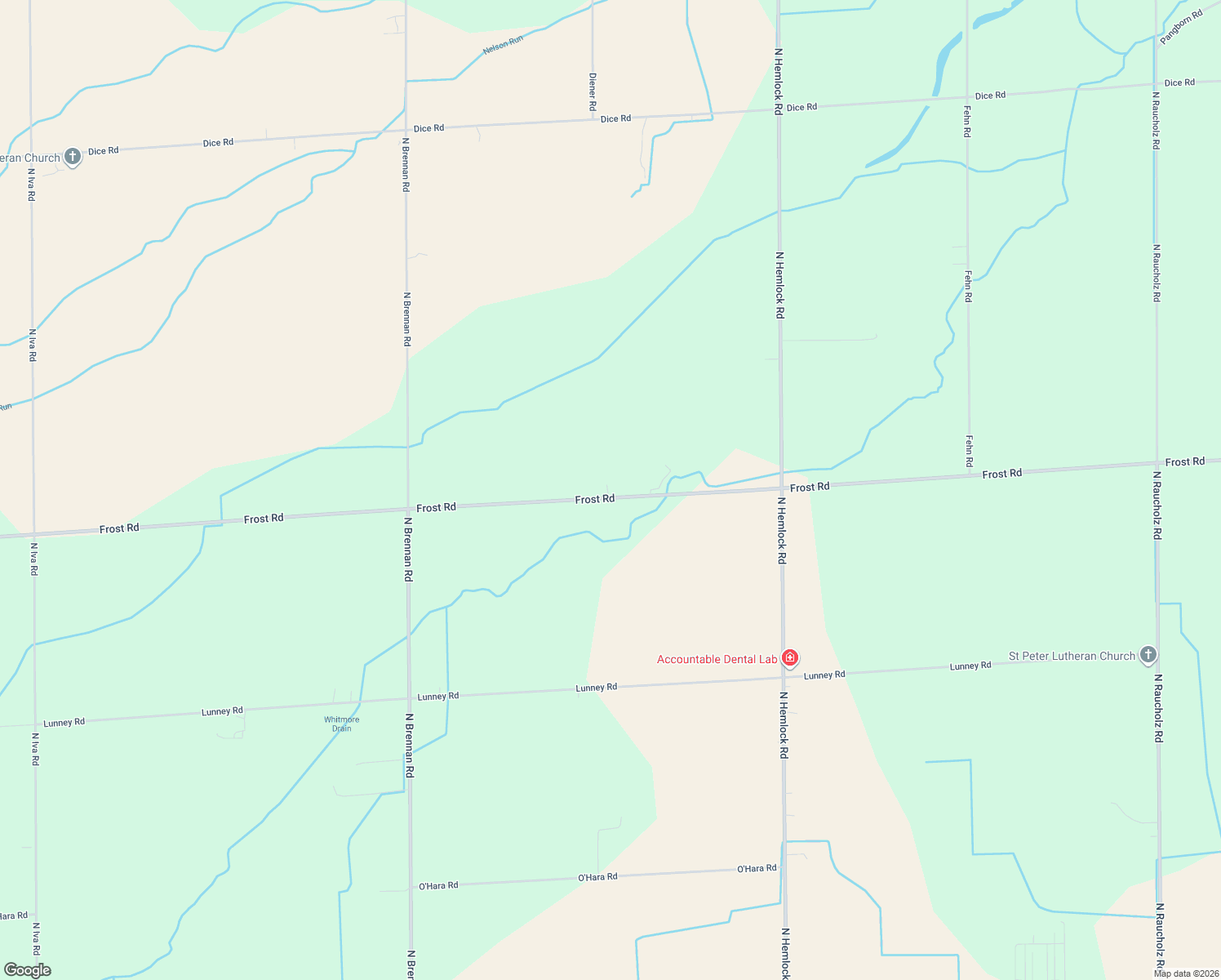 map of restaurants, bars, coffee shops, grocery stores, and more near 16420 Frost Road in Hemlock