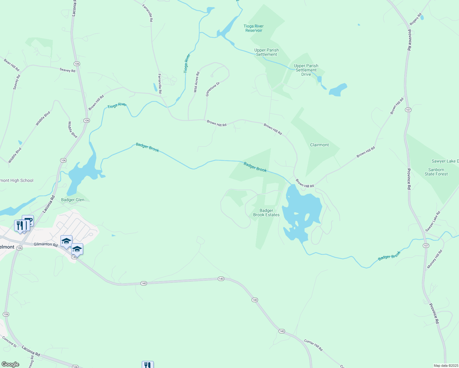 map of restaurants, bars, coffee shops, grocery stores, and more near 80 Aiden Circle in Belmont