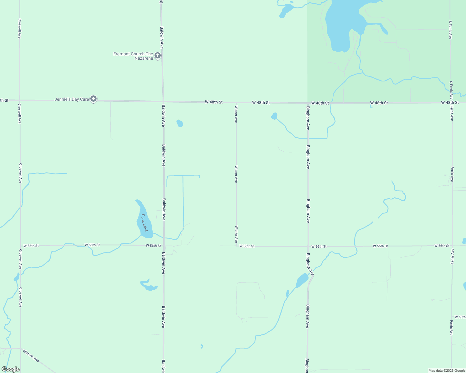 map of restaurants, bars, coffee shops, grocery stores, and more near 5293 Wisner Avenue in Newaygo