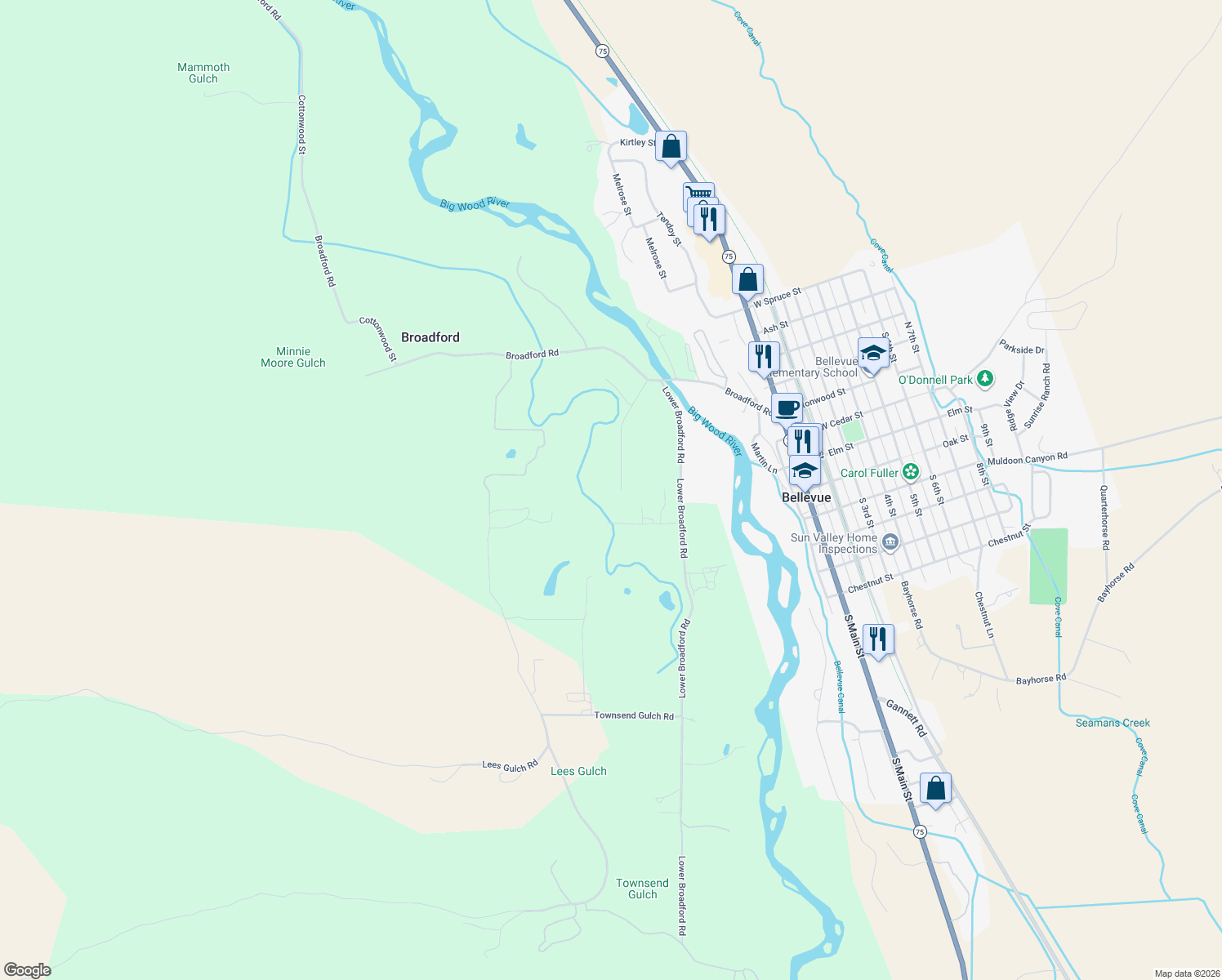 map of restaurants, bars, coffee shops, grocery stores, and more near 220 Polo Club Lane in Bellevue