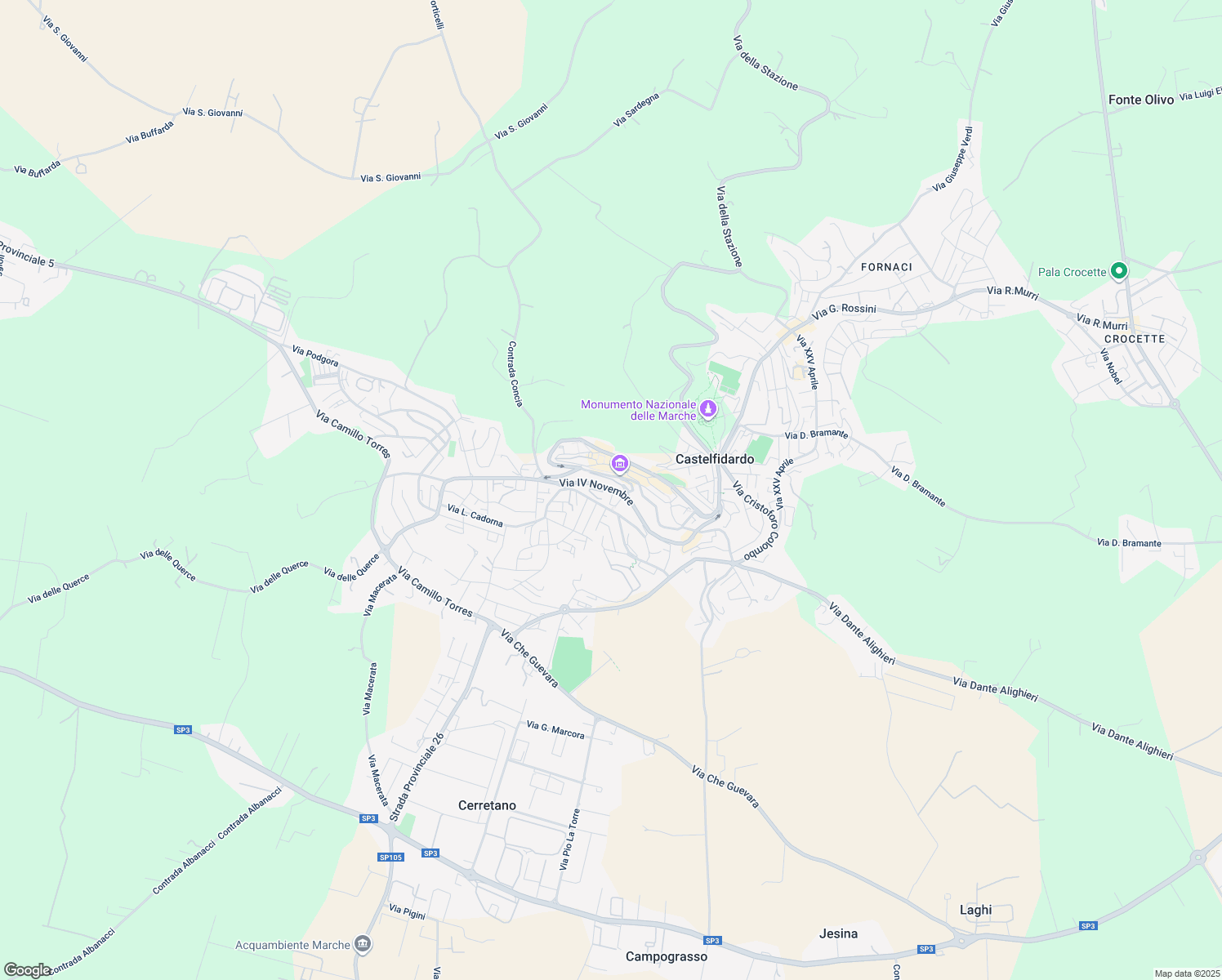 map of restaurants, bars, coffee shops, grocery stores, and more near 17 Via Fabio Filzi in Castelfidardo