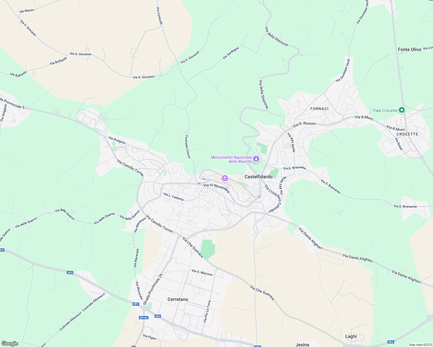 map of restaurants, bars, coffee shops, grocery stores, and more near 80 Via Nazario Sauro in Castelfidardo