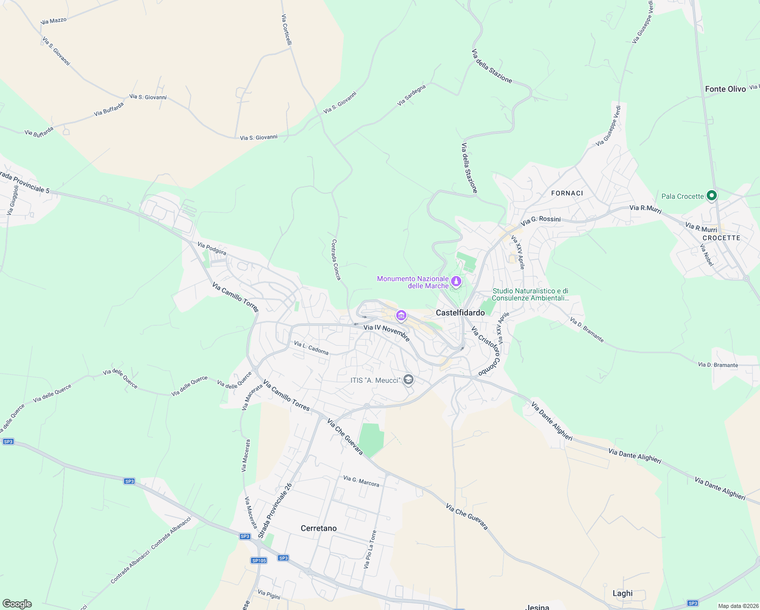 map of restaurants, bars, coffee shops, grocery stores, and more near 80 Via Nazario Sauro in Castelfidardo