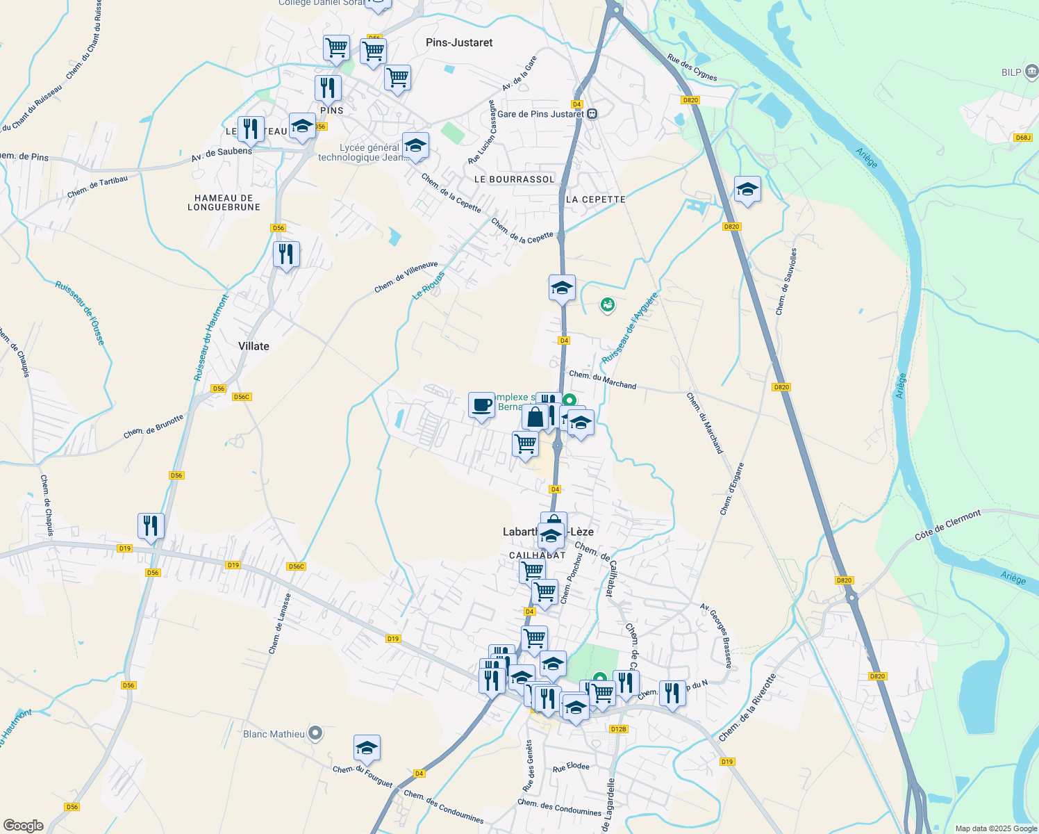 map of restaurants, bars, coffee shops, grocery stores, and more near in Villate