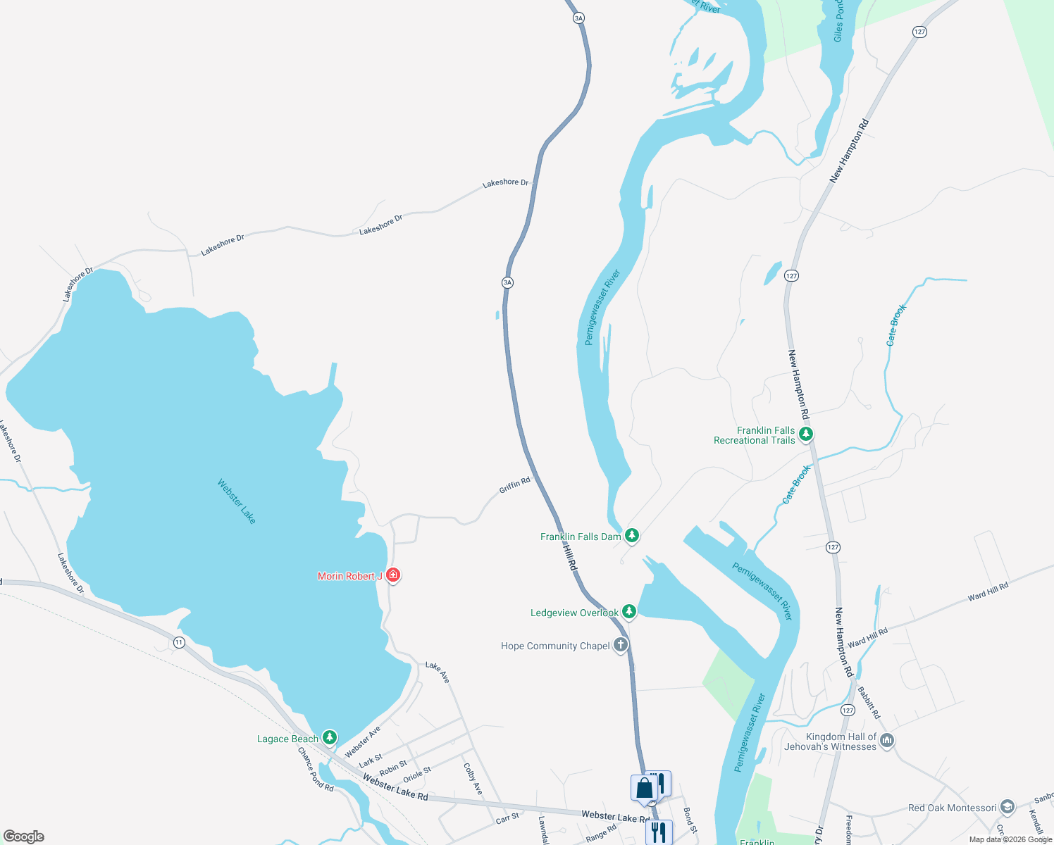 map of restaurants, bars, coffee shops, grocery stores, and more near 261 Hill Road in Franklin