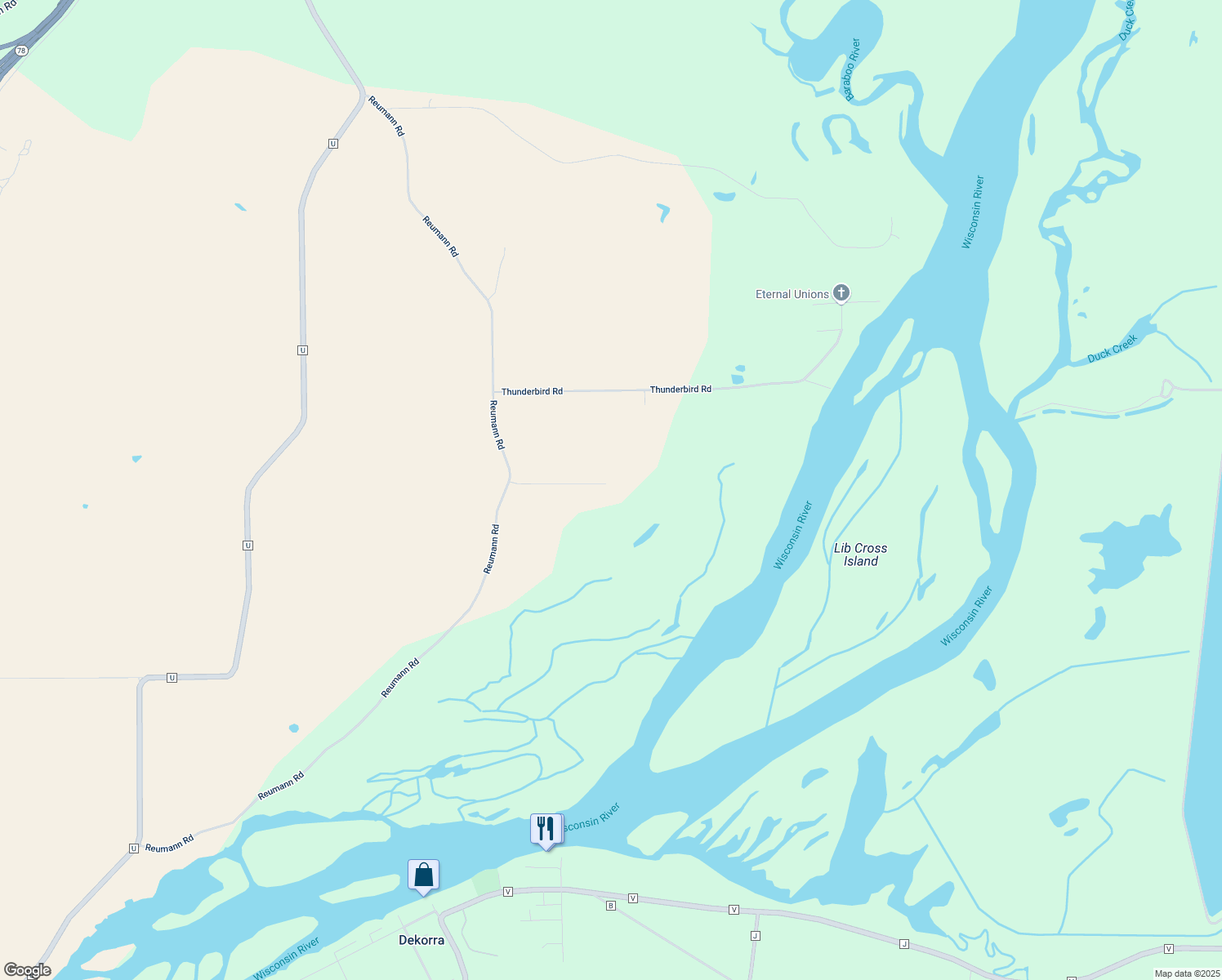 map of restaurants, bars, coffee shops, grocery stores, and more near W9188 Rehdantz Dr in Portage