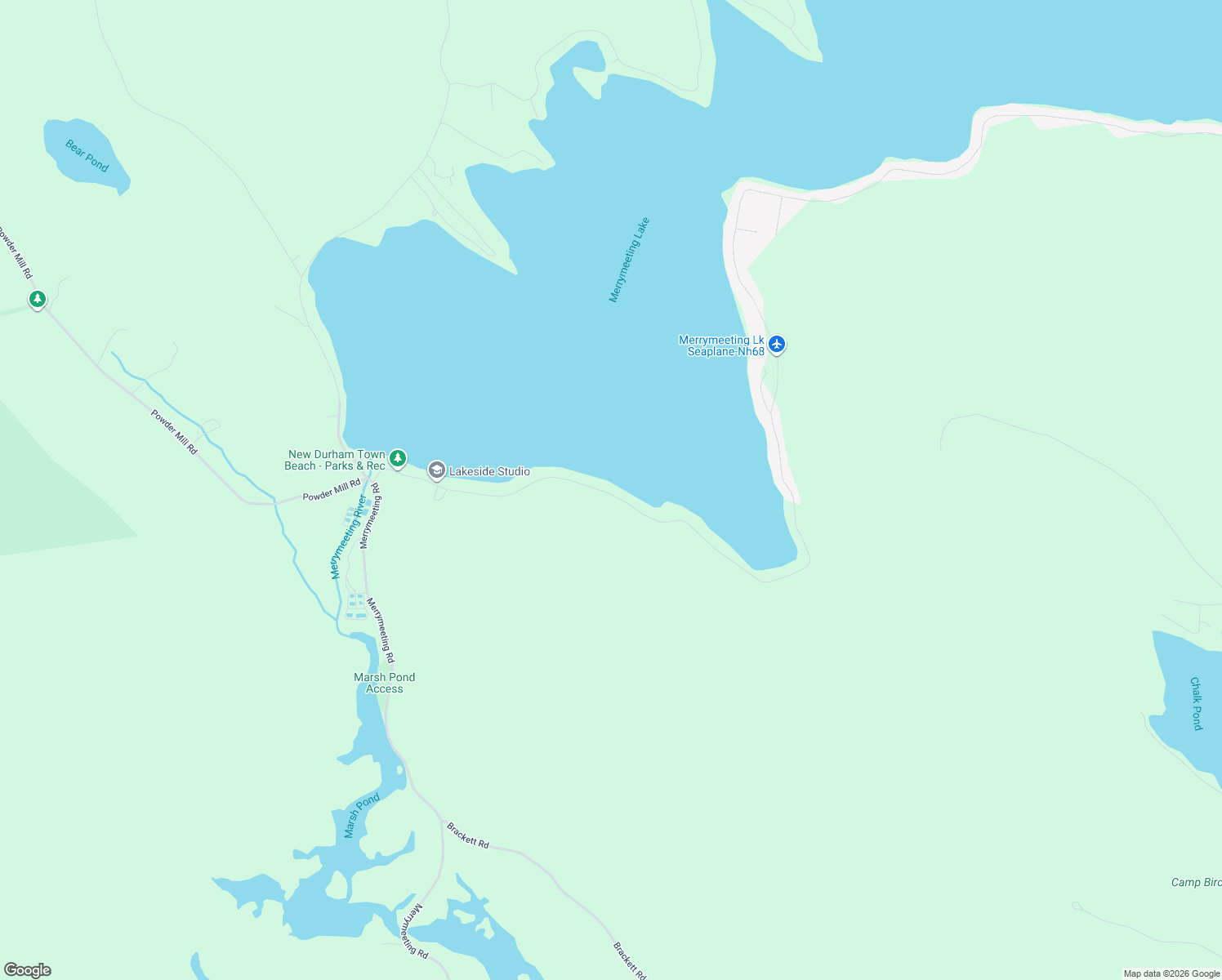 map of restaurants, bars, coffee shops, grocery stores, and more near 72 South Shore Road in New Durham