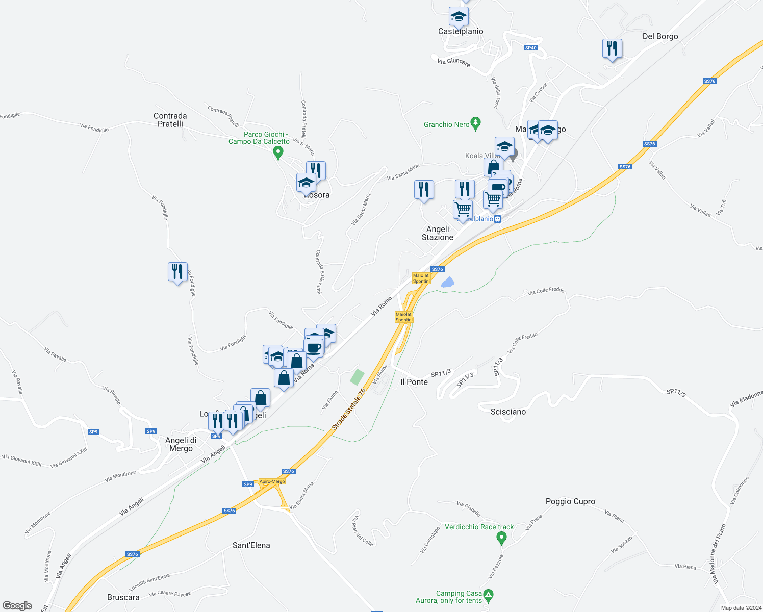 map of restaurants, bars, coffee shops, grocery stores, and more near 5 SP11/3 in Provincia di Ancona