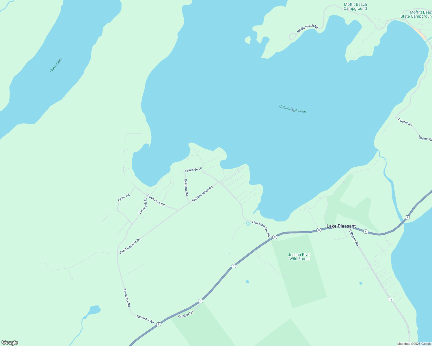 map of restaurants, bars, coffee shops, grocery stores, and more near 104 Sacandaga Road in Lake Pleasant