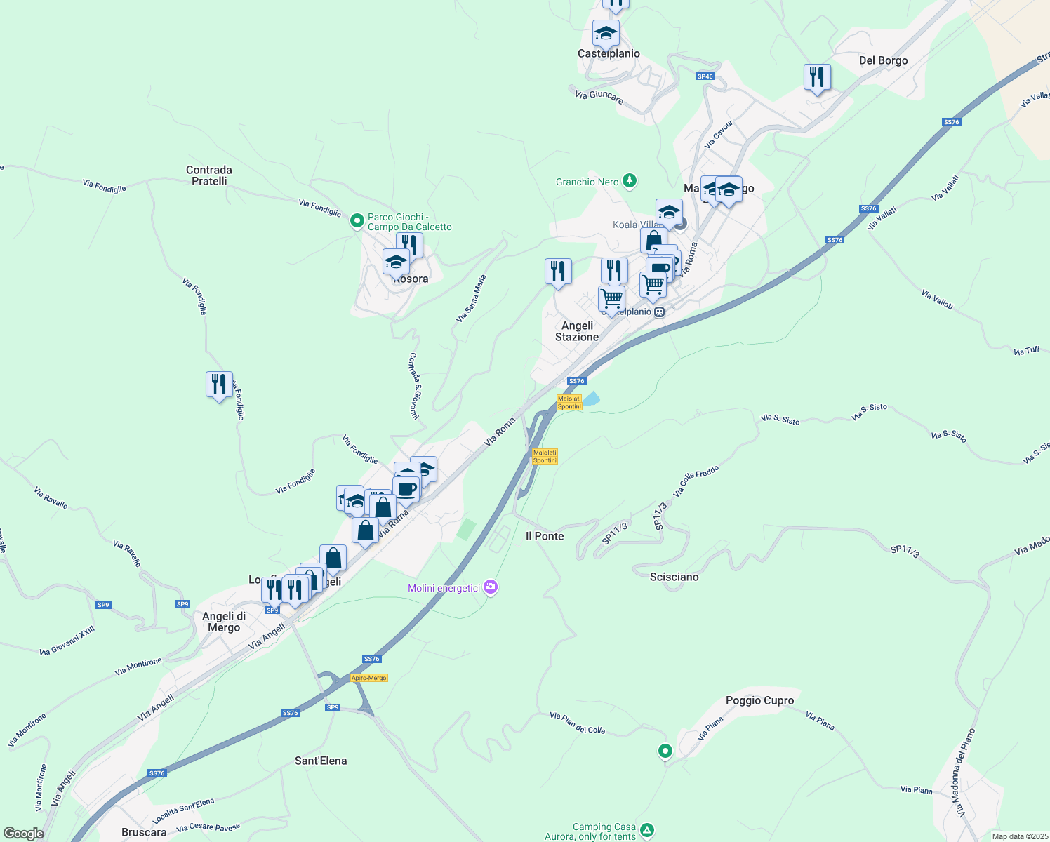 map of restaurants, bars, coffee shops, grocery stores, and more near 5 SP11/3 in Provincia di Ancona