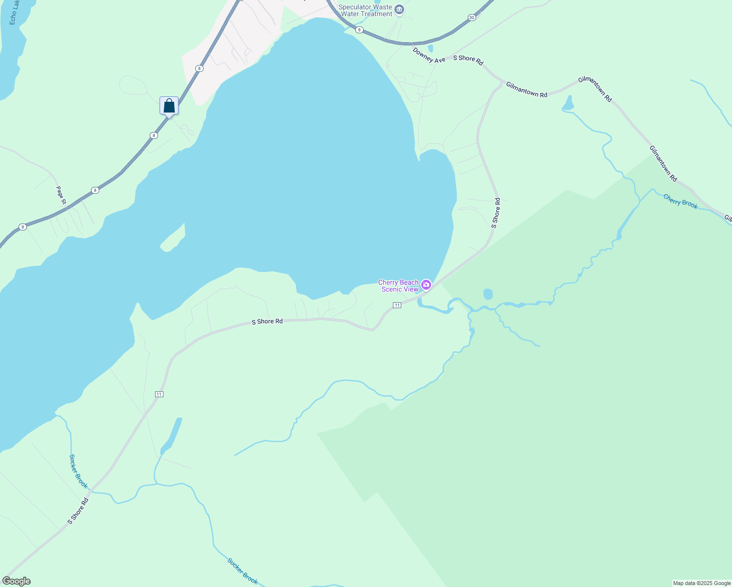 map of restaurants, bars, coffee shops, grocery stores, and more near 119 Cubs Cove Road in Speculator