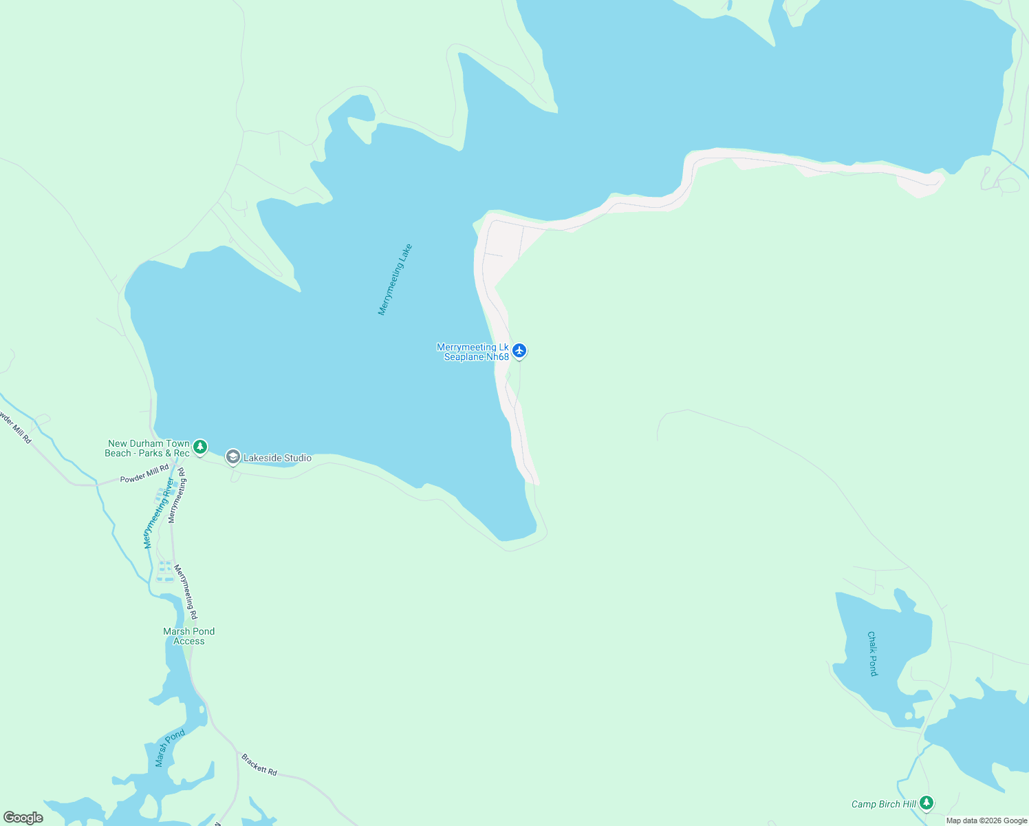 map of restaurants, bars, coffee shops, grocery stores, and more near 131 S Shore Rd in New Durham