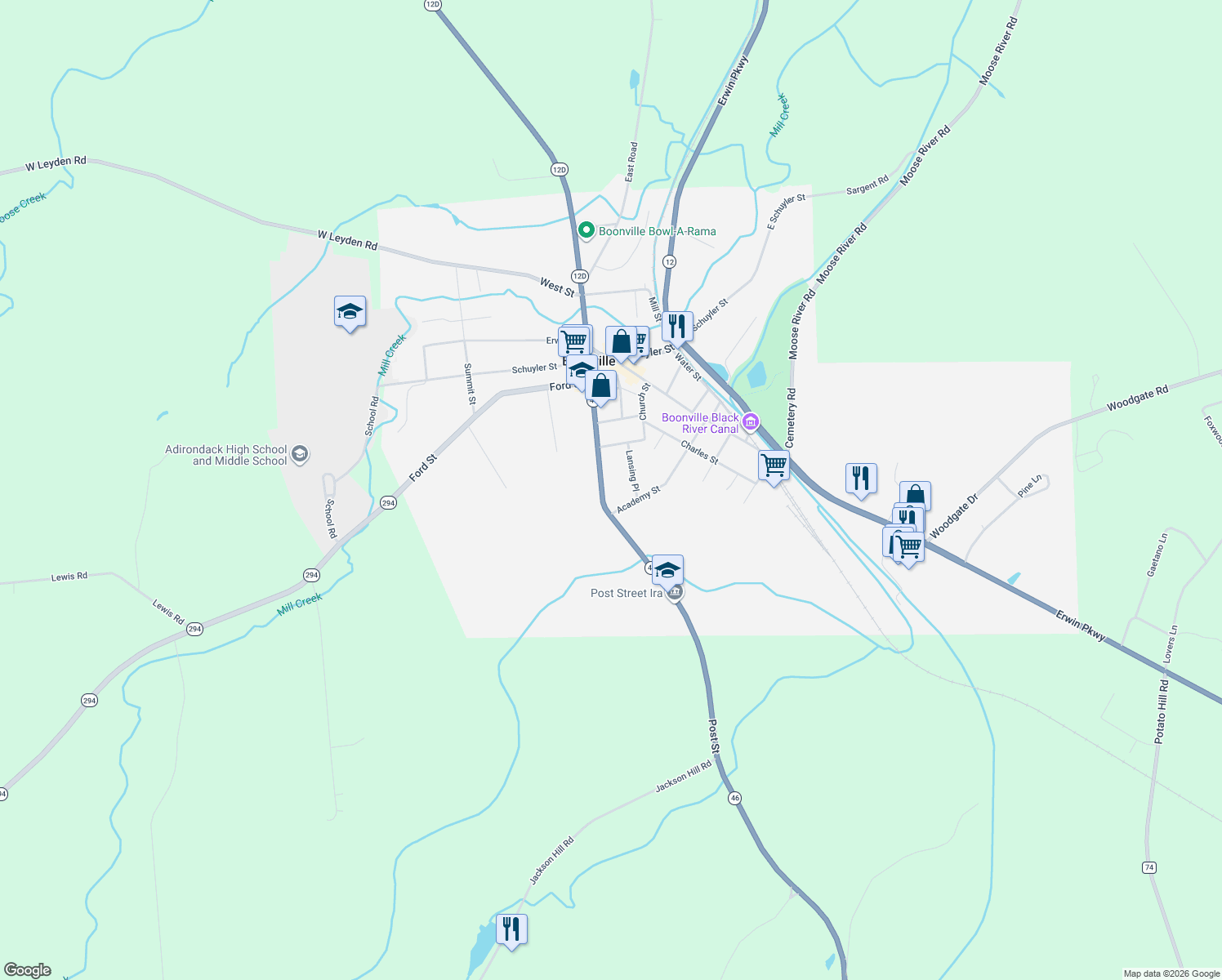 map of restaurants, bars, coffee shops, grocery stores, and more near 622 Post St in Boonville