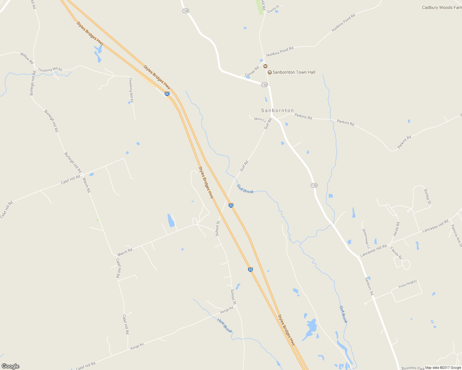 map of restaurants, bars, coffee shops, grocery stores, and more near 111 Gulf Road in Sanbornton