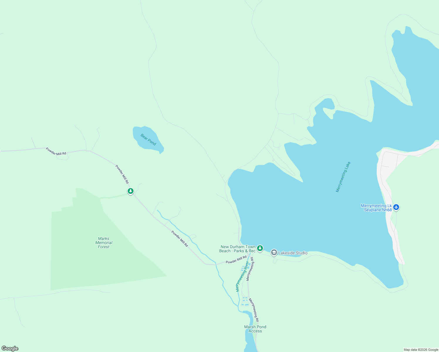 map of restaurants, bars, coffee shops, grocery stores, and more near 10 Marsh Hill Road in New Durham