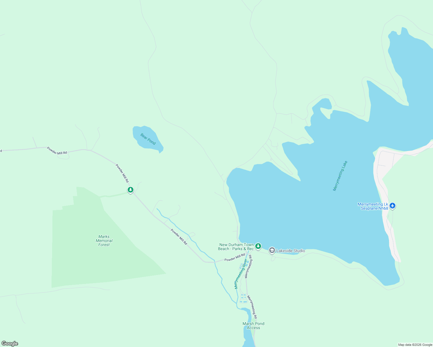 map of restaurants, bars, coffee shops, grocery stores, and more near 10 Marsh Hill Road in New Durham