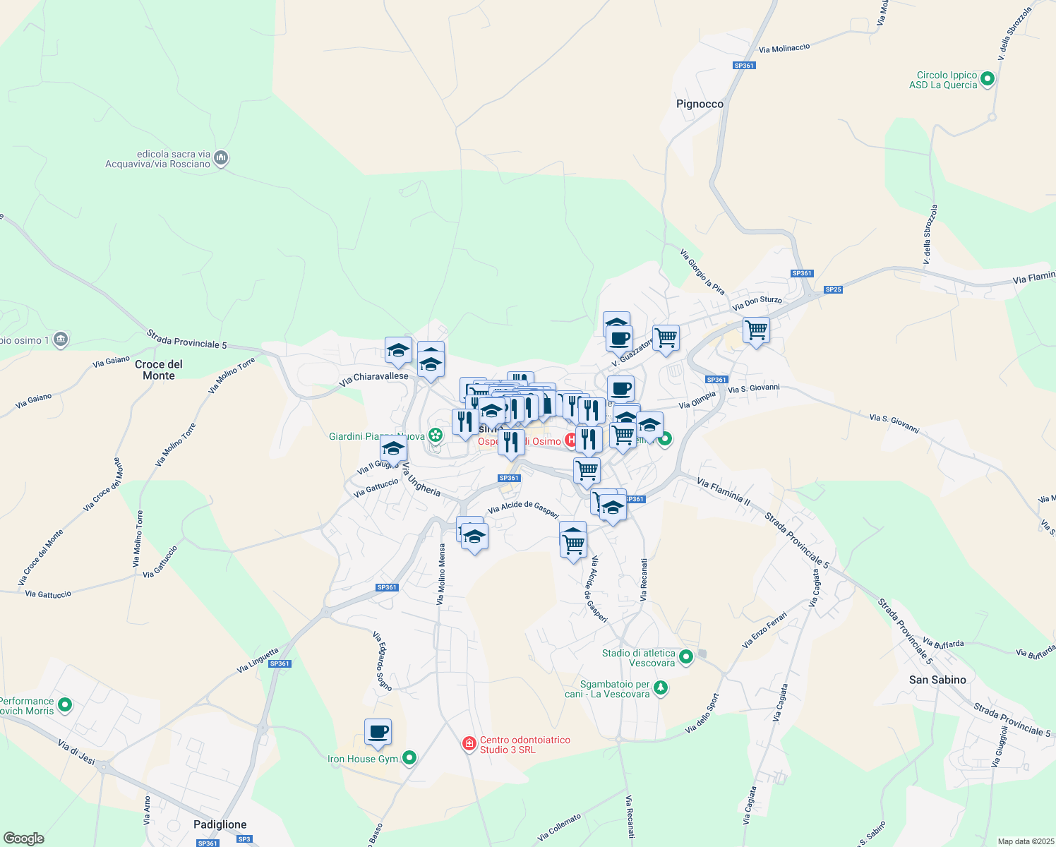 map of restaurants, bars, coffee shops, grocery stores, and more near 30 Vicolo Alessandro Niccoli in Osimo