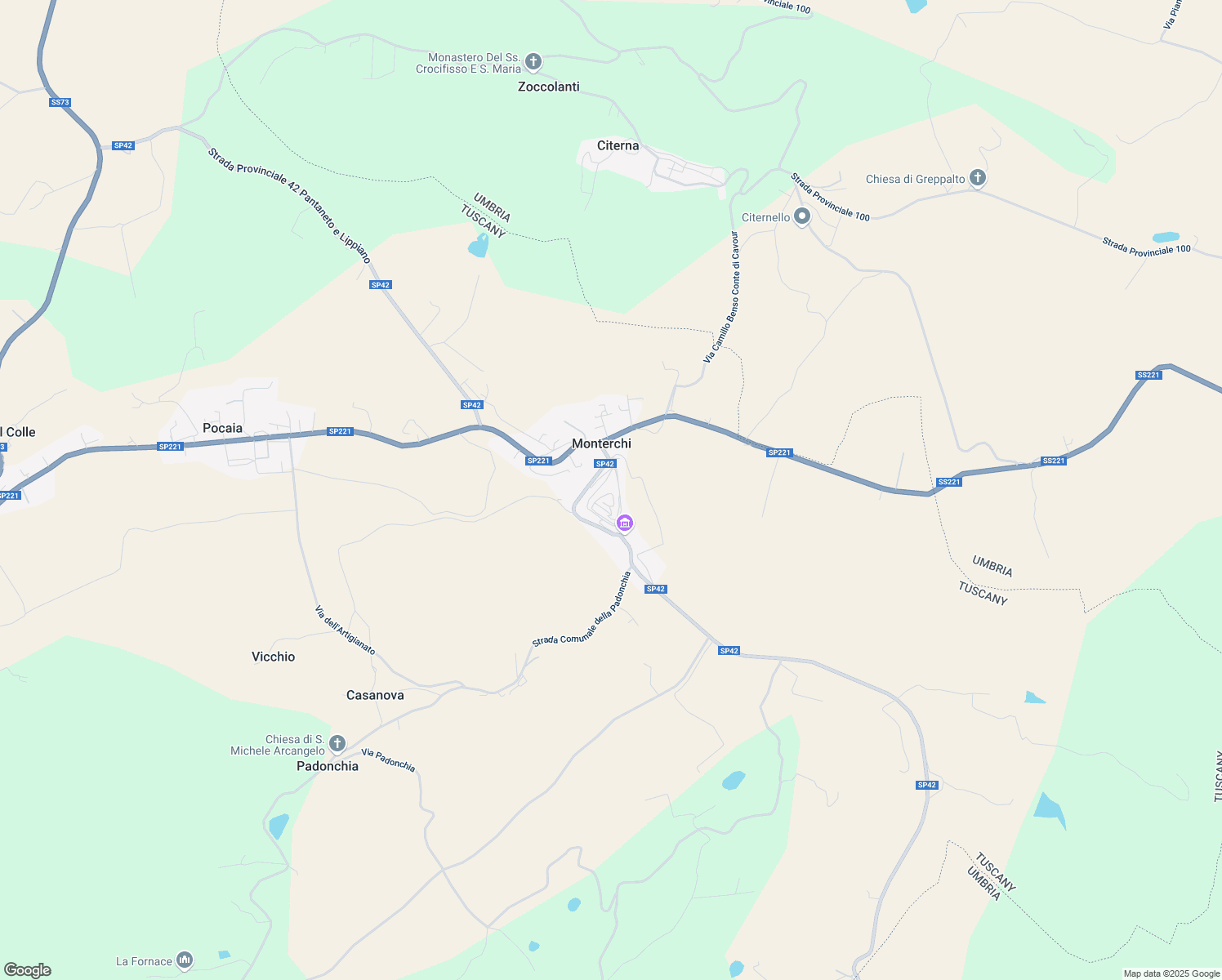 map of restaurants, bars, coffee shops, grocery stores, and more near 15 Via Garibaldi in Monterchi