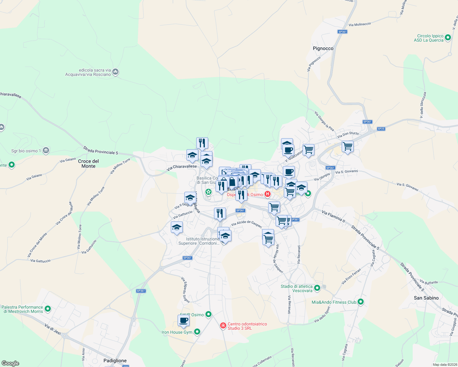 map of restaurants, bars, coffee shops, grocery stores, and more near 5 Via Malagrampa in Osimo