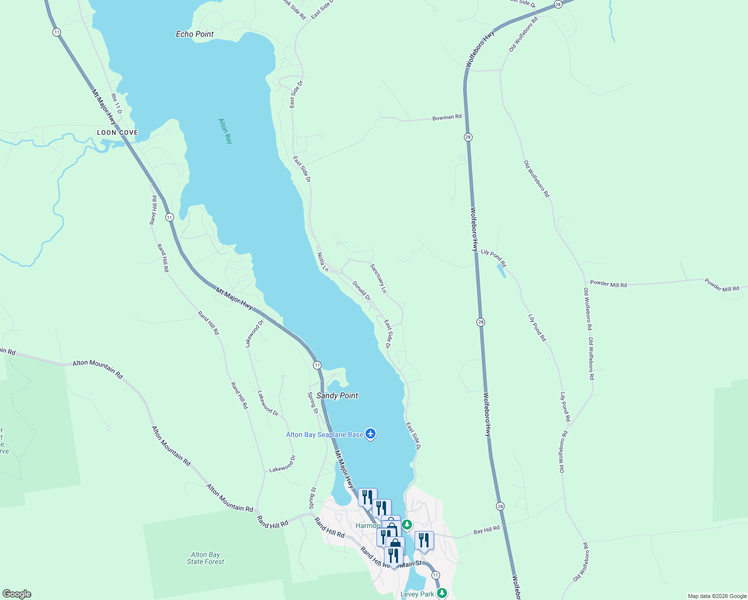 map of restaurants, bars, coffee shops, grocery stores, and more near 252 East Side Drive in Alton