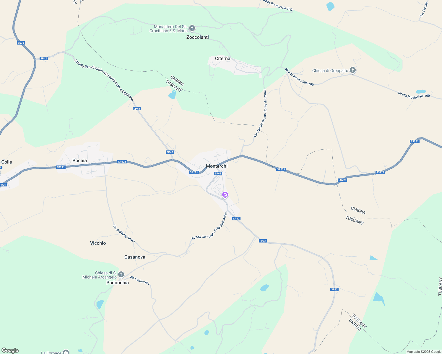map of restaurants, bars, coffee shops, grocery stores, and more near 15 Via Garibaldi in Monterchi