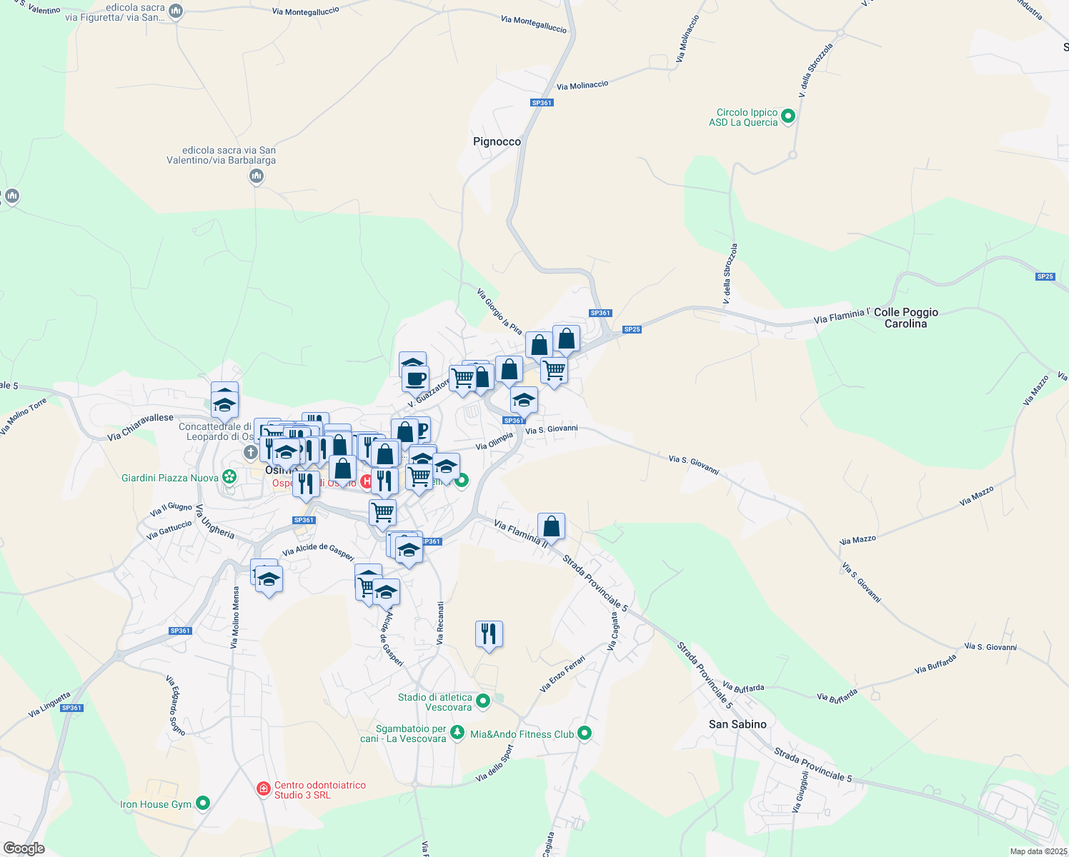 map of restaurants, bars, coffee shops, grocery stores, and more near 10 Via San Gennaro in Osimo