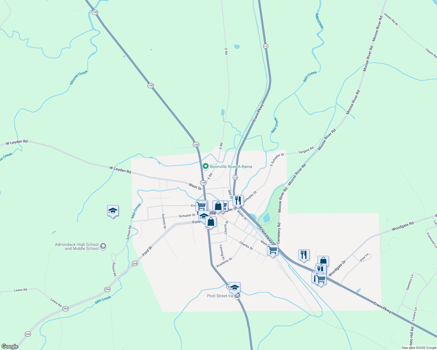 map of restaurants, bars, coffee shops, grocery stores, and more near 103 Belle Isles Place in Boonville