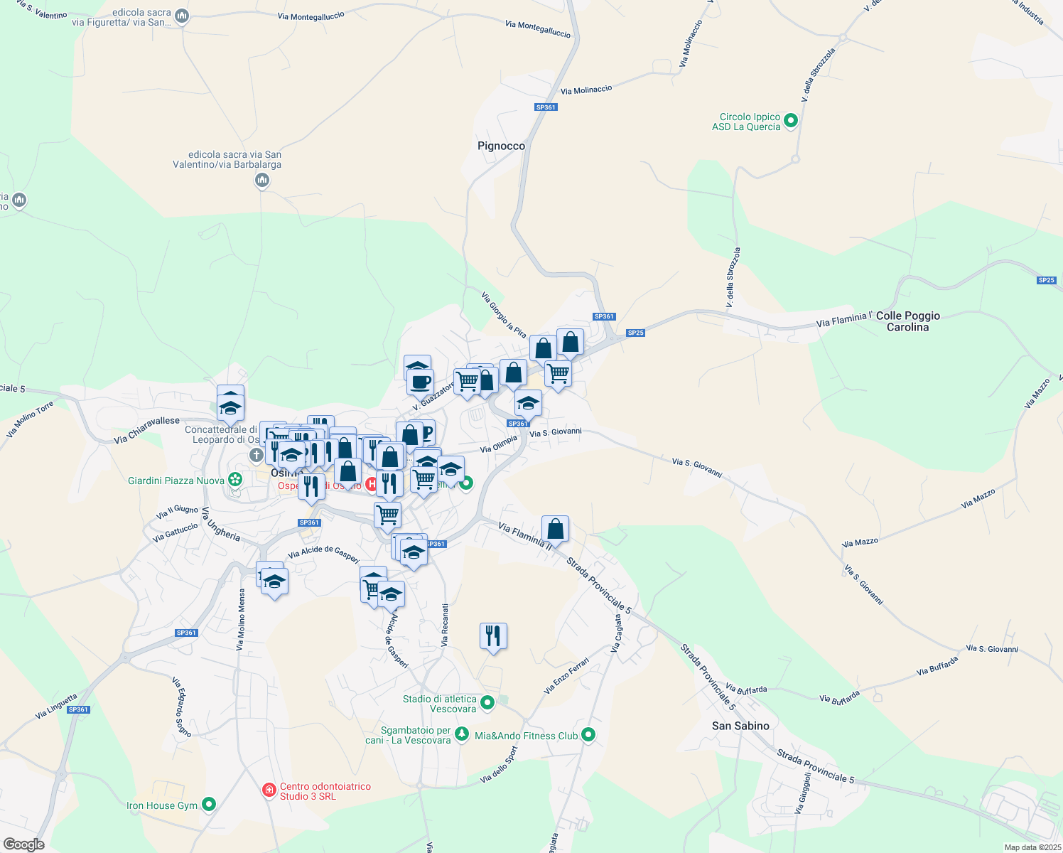 map of restaurants, bars, coffee shops, grocery stores, and more near 10 Via San Gennaro in Osimo