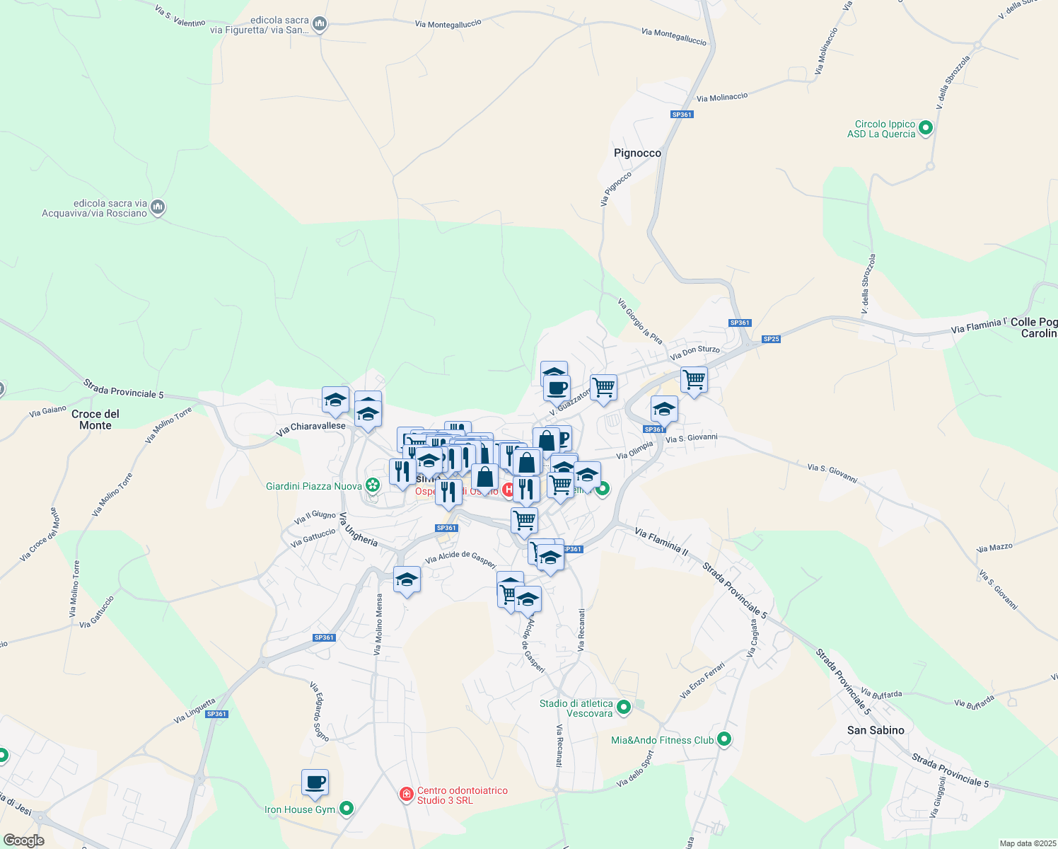 map of restaurants, bars, coffee shops, grocery stores, and more near 15 Via Gian Lorenzo Bernini in Osimo