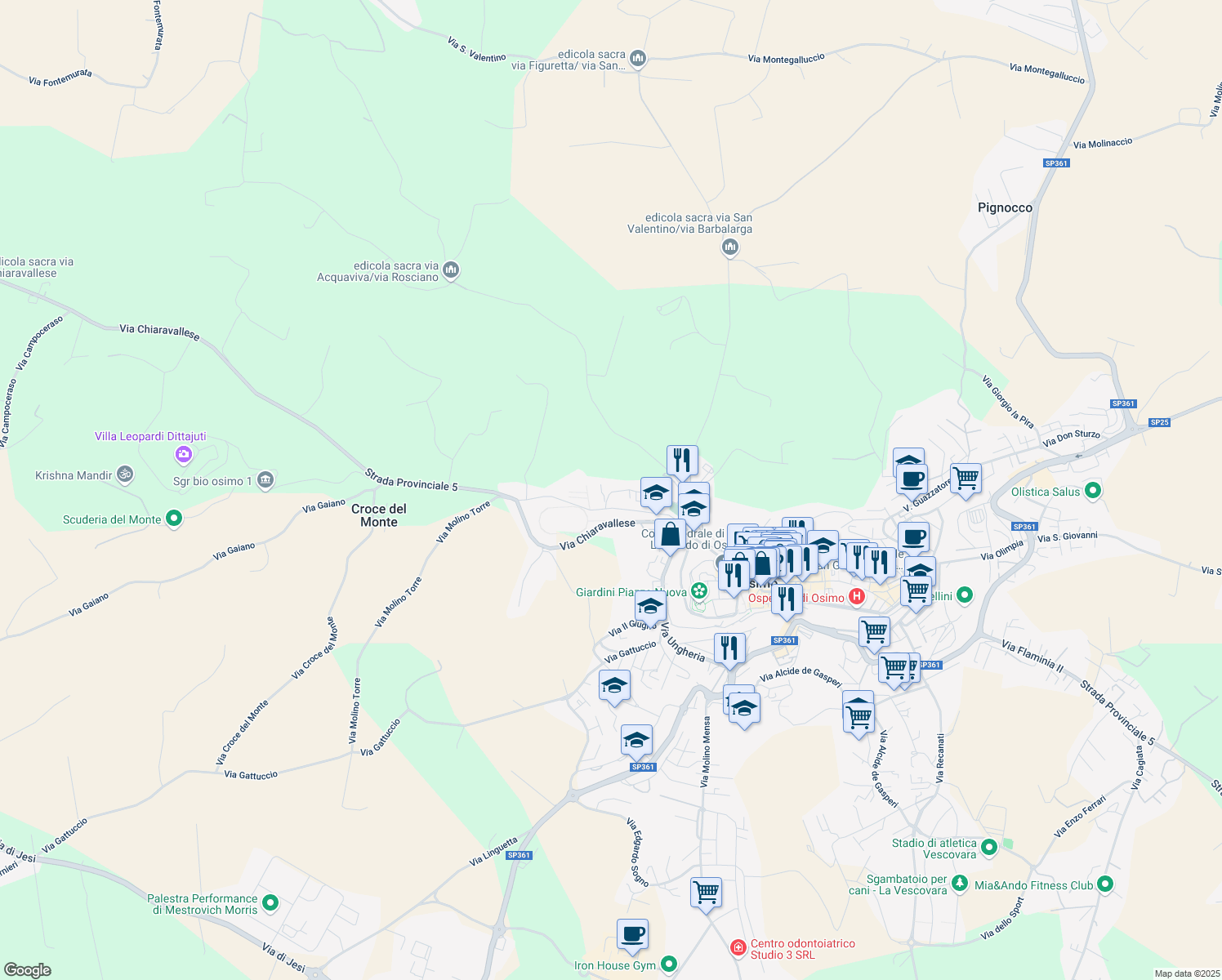 map of restaurants, bars, coffee shops, grocery stores, and more near 88 Via Fratelli Cervi in Osimo