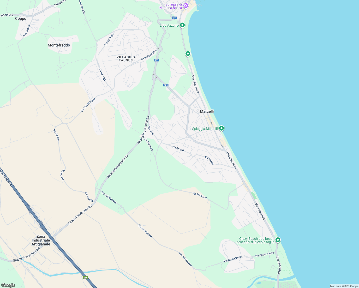 map of restaurants, bars, coffee shops, grocery stores, and more near 37 Via Sorrento in Marcelli