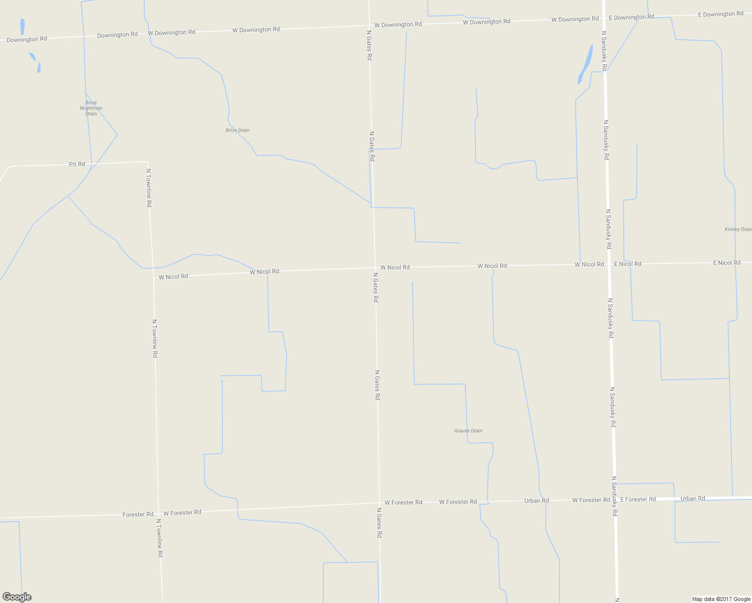 map of restaurants, bars, coffee shops, grocery stores, and more near 2431 North Gates Road in Sandusky