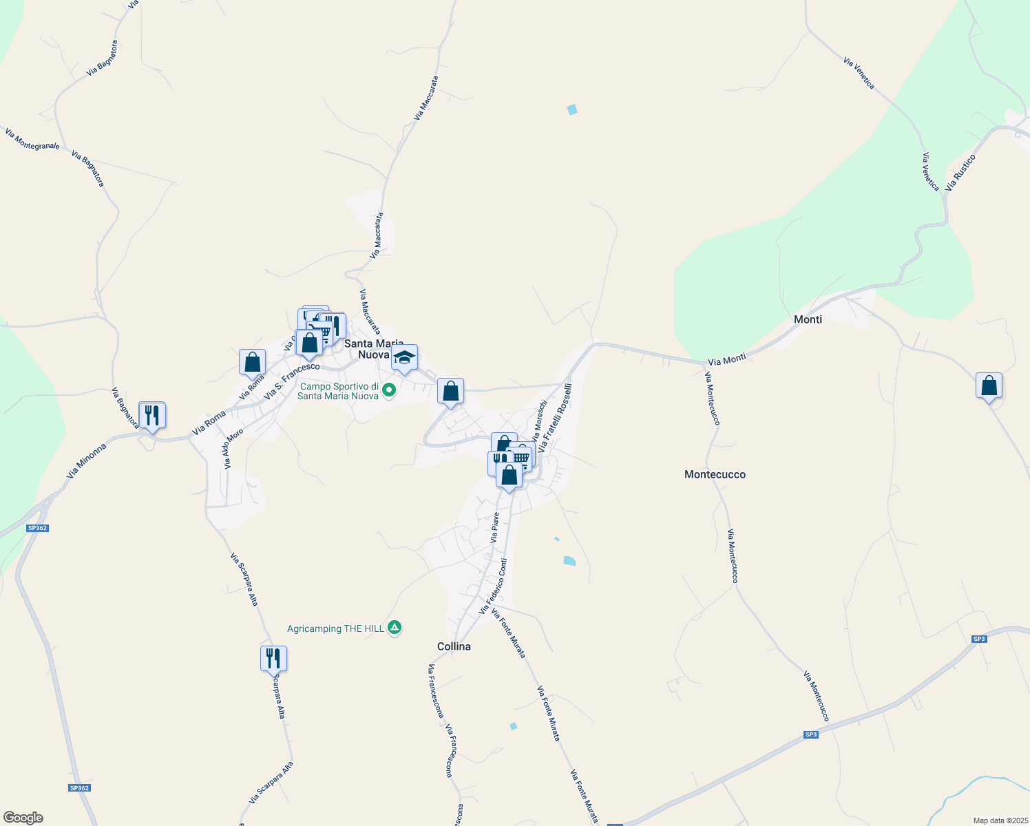 map of restaurants, bars, coffee shops, grocery stores, and more near 90 Via Ugo la Malfa in Santa Maria Nuova
