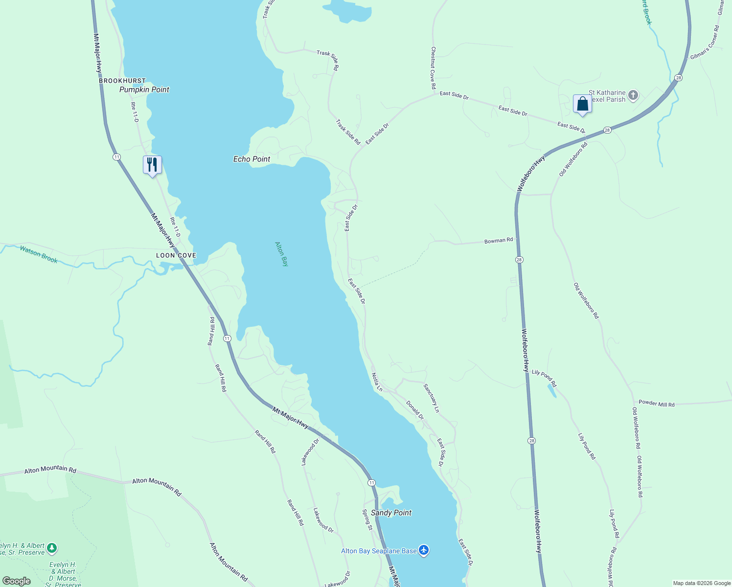 map of restaurants, bars, coffee shops, grocery stores, and more near 23 Georges Road in Alton