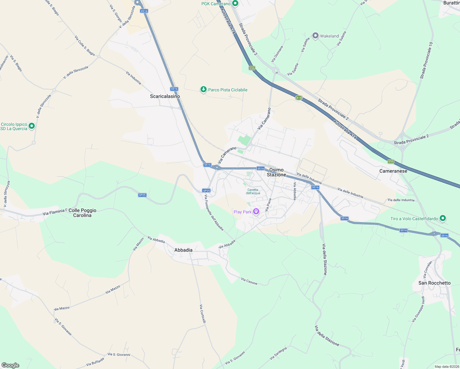 map of restaurants, bars, coffee shops, grocery stores, and more near 7 Via Ippolito Nievo in Osimo Stazione