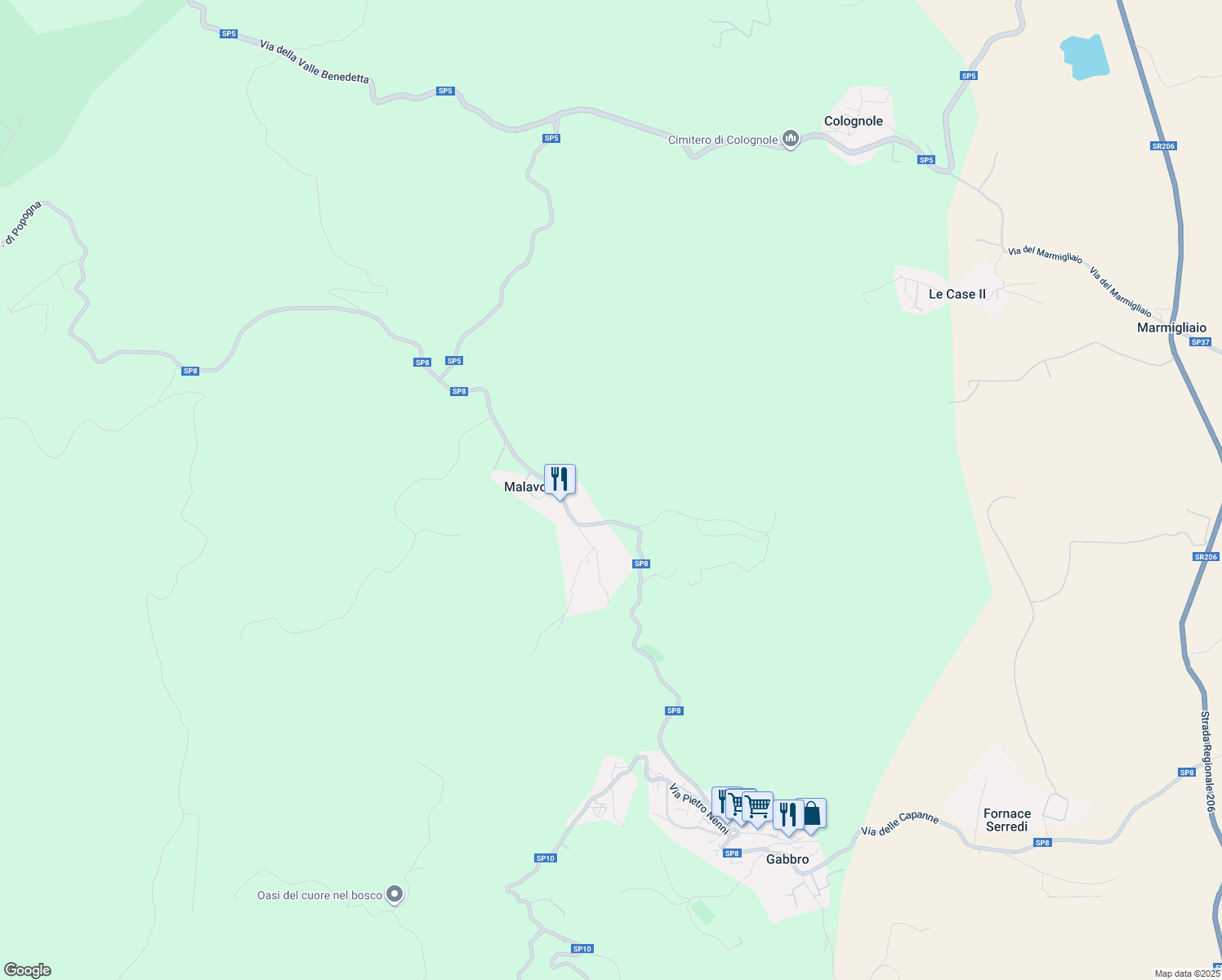 map of restaurants, bars, coffee shops, grocery stores, and more near in Province of Livorno