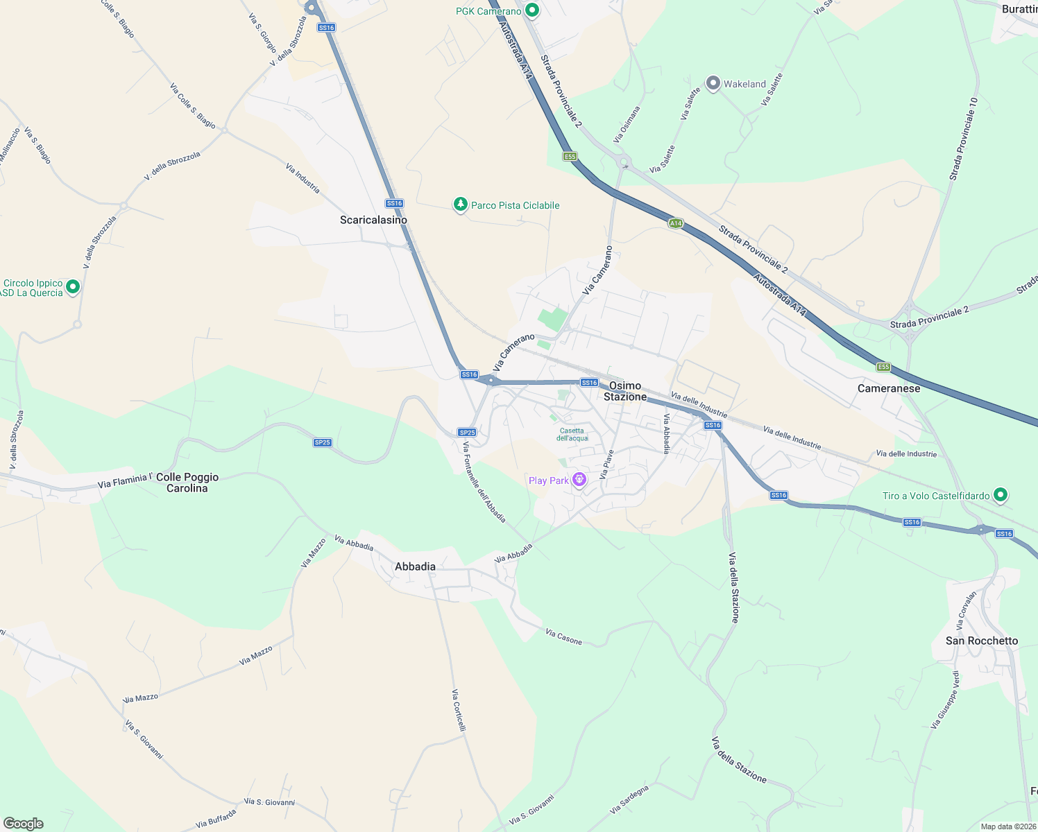 map of restaurants, bars, coffee shops, grocery stores, and more near 7 Via Ippolito Nievo in Osimo Stazione