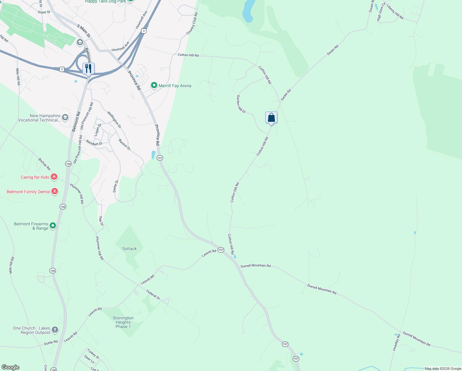map of restaurants, bars, coffee shops, grocery stores, and more near 93-135 Cotton Hill Road in Belmont