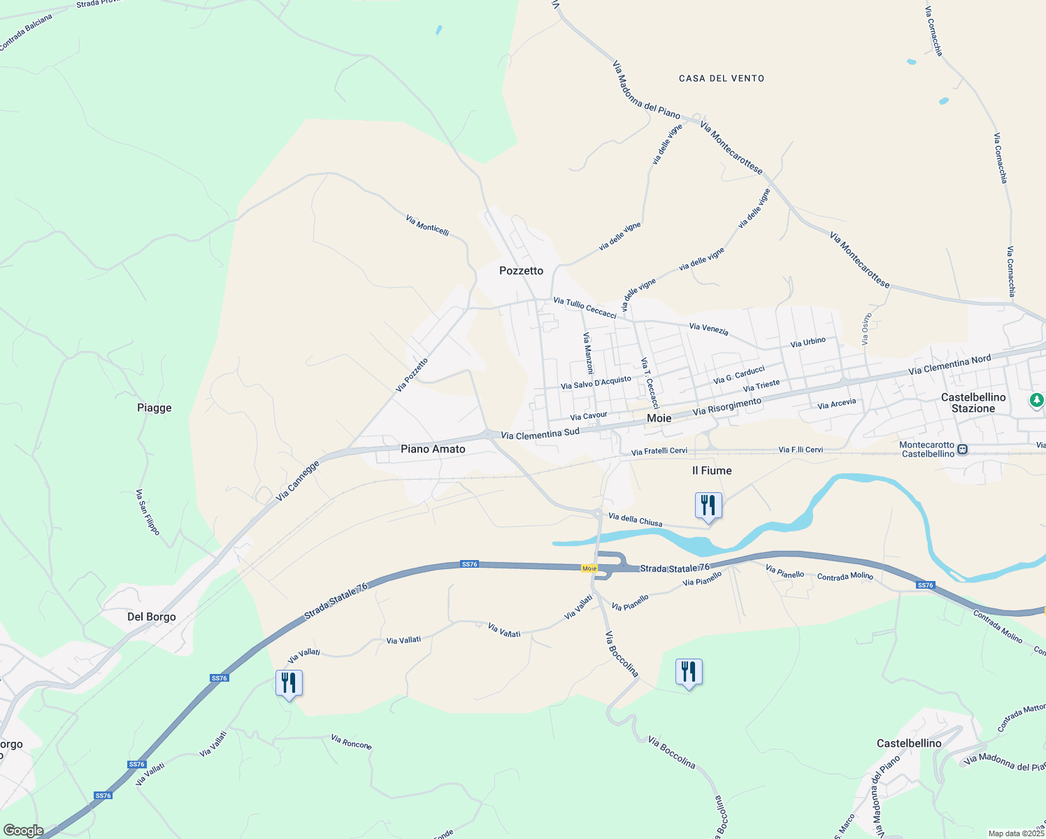 map of restaurants, bars, coffee shops, grocery stores, and more near 26 Via Giotto in Moie