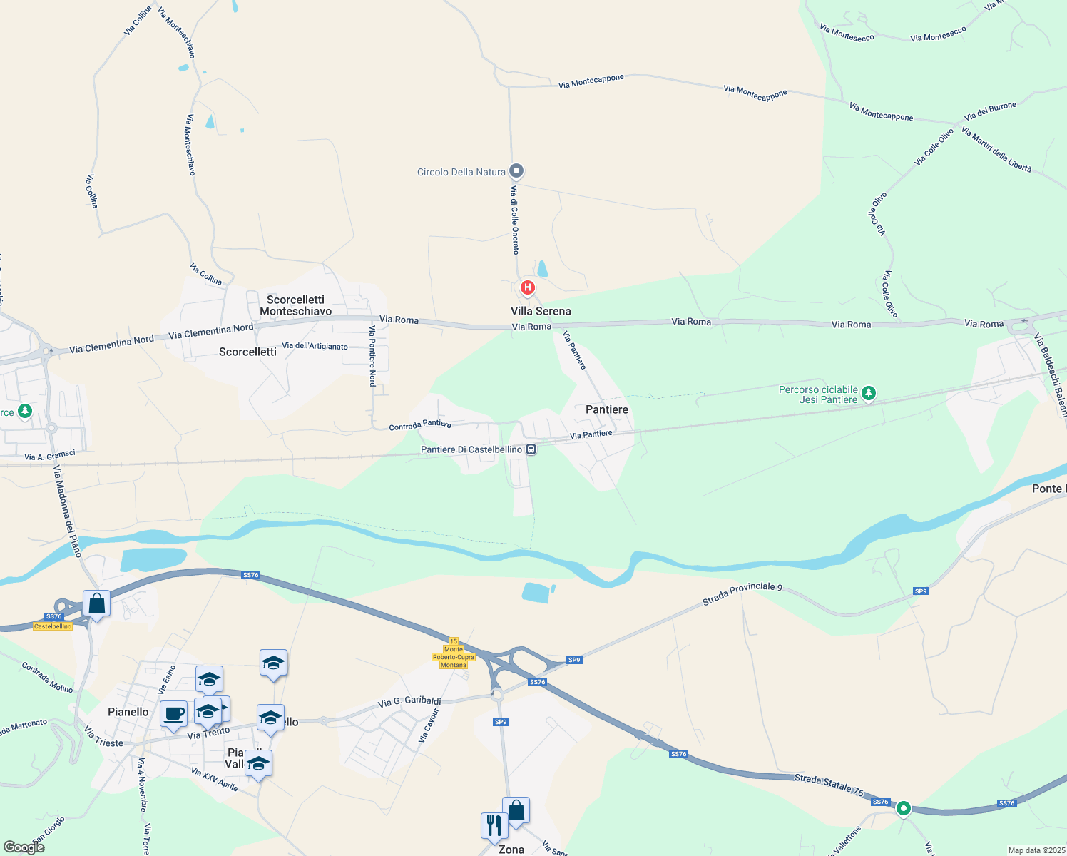 map of restaurants, bars, coffee shops, grocery stores, and more near 6 Via Giacomo Puccini in Pantiere