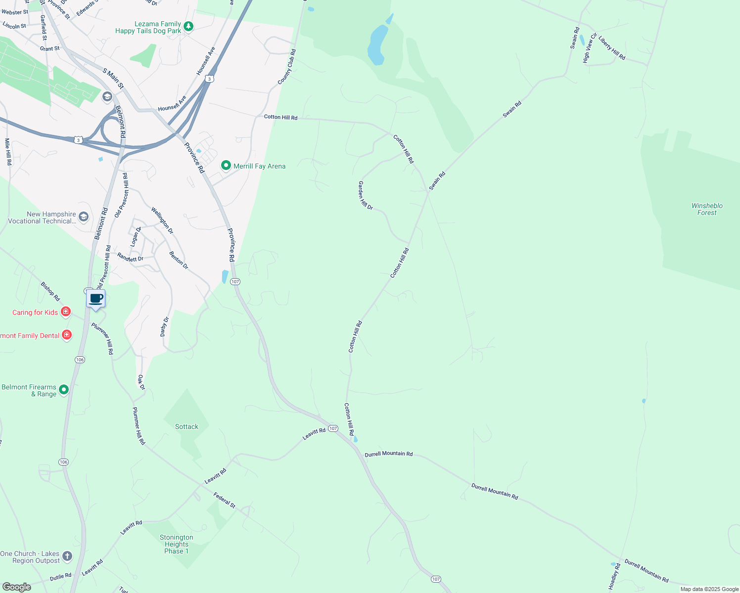 map of restaurants, bars, coffee shops, grocery stores, and more near 4 Cotton Hill Road in Gilford