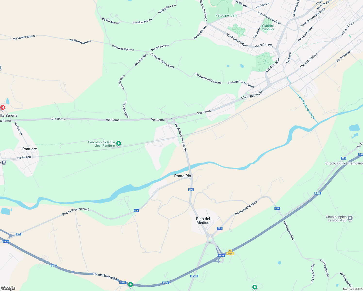 map of restaurants, bars, coffee shops, grocery stores, and more near 30 Via Ponte Pio in Jesi